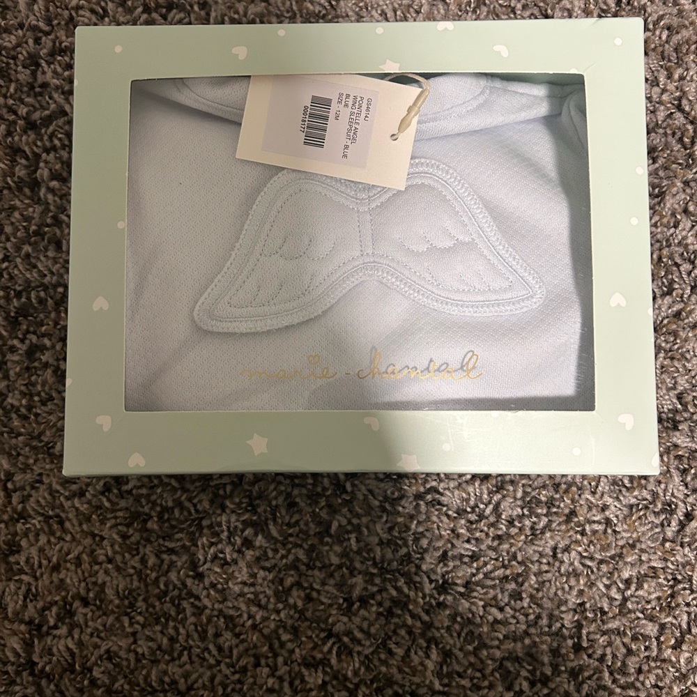 Marie Chantal Blue Baby Outfit with Angel Wings